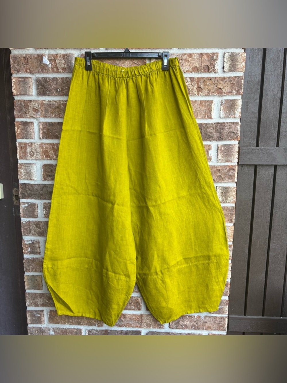 bryn Walker the Oliver pants Linen Pull-On Pants in Chartreuse Yellow-Green